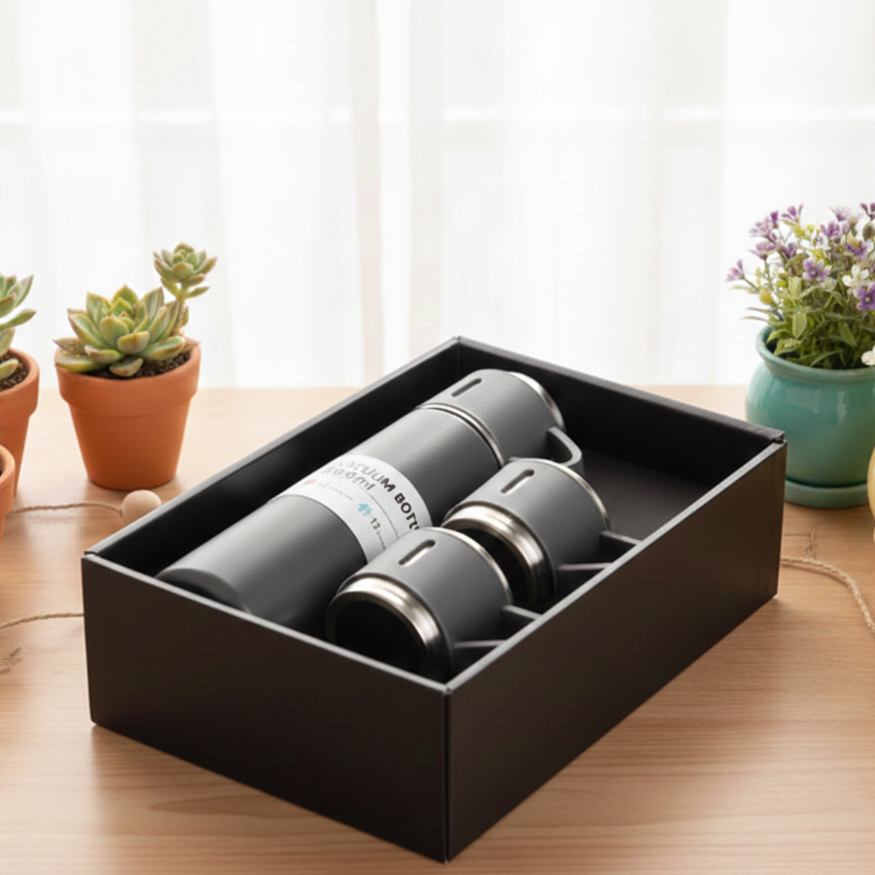 Thermal Thermos with Cups – Stainless Steel 500 ml | Keeps Drinks Hot and Cold